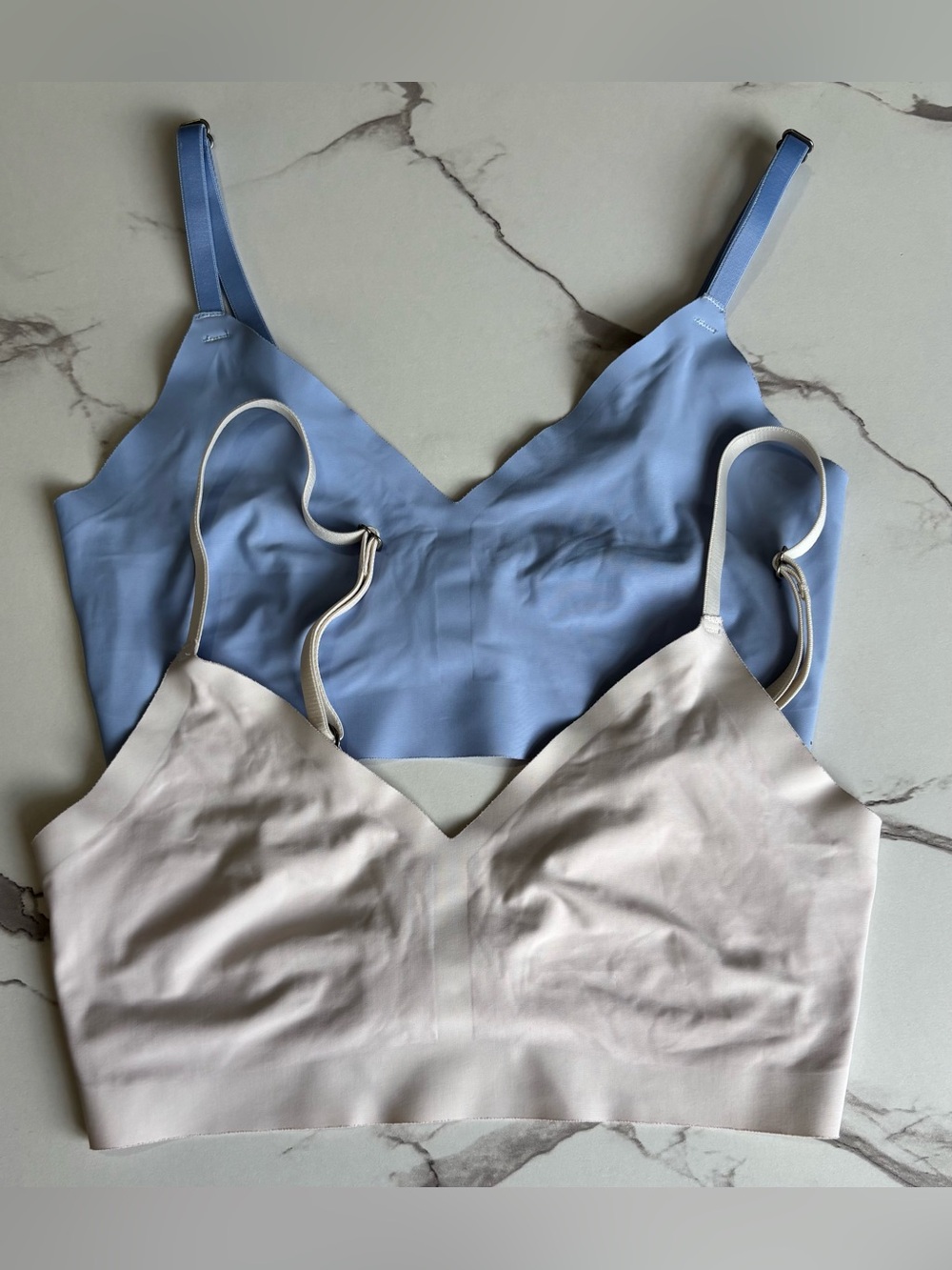 Bundle Lucky Brand 2-Pack Seamless Wireless Lounge Bralettes Blue & Cream Size S